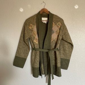 Anthrooologie size can green quilted lightweight jacket